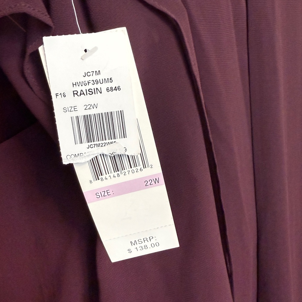 Sharagano Plus Size Gemmiferous Chiffon Dress. Raisin Size 22W #1438 NWT - Picture 6 of 10